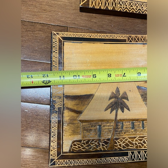 Hand Carved Wooden Wall hanging decor frame x2 - Picture 6 of 10